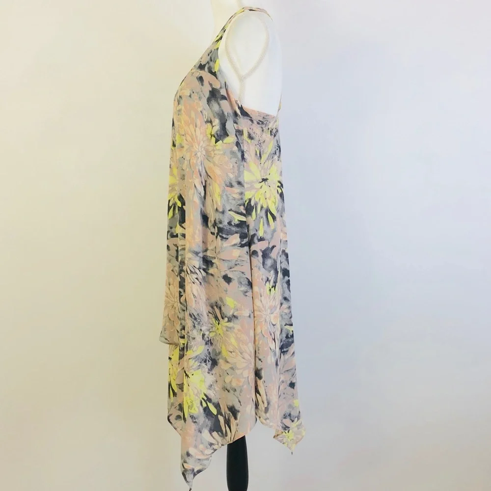 BCBGMaxAzria Clarissa Floral Asymmetric Hem Cocktail Dress Yellow Sz 6 - Picture 5 of 9